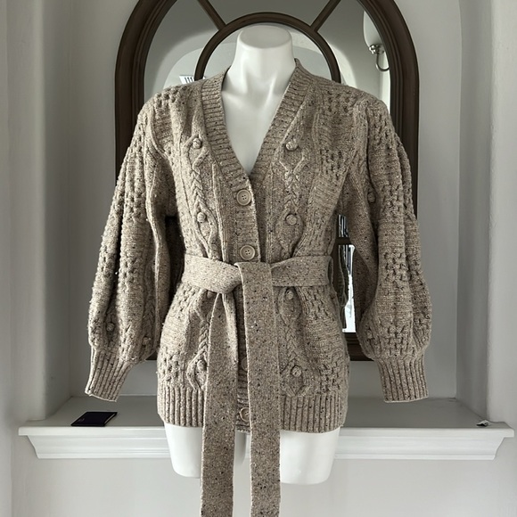 SEA New York Polly Wool Cable Knit Cardigan Sweater, Size XS New w/Tag $425 - Picture 7 of 13